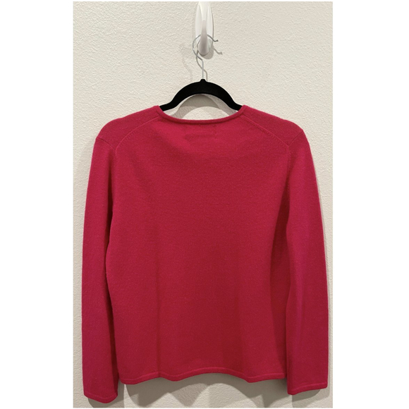PURSUITS, LTD Fuchsia V-Neck Long Sleeve Cashmere Sweater - Picture 3 of 3